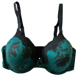 Maidenform 36D Comfort Devotion Green/Black Floral Bra Full coverage comfort